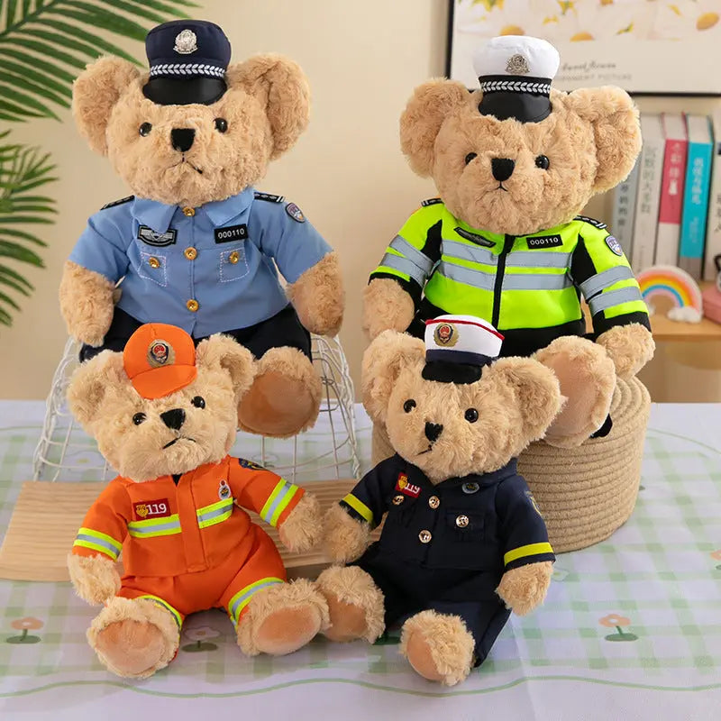 Fire Bear Police Teddy Doll Plush Toys Angel Wishes