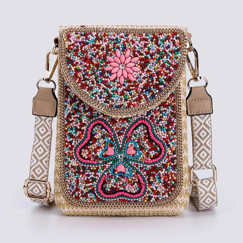 Rice Bead Woven Women's Shoulder Bag Angel Wishes