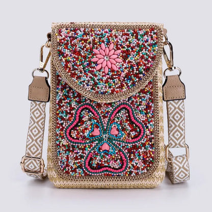 Rice Bead Woven Women's Shoulder Bag Angel Wishes