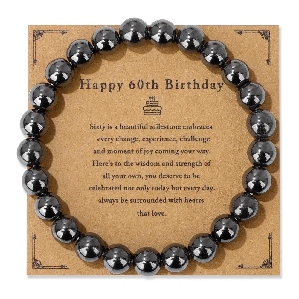 Birthday Card Unisex Natural Stone Bracelet Elastic String Bracelet Angel Wishes