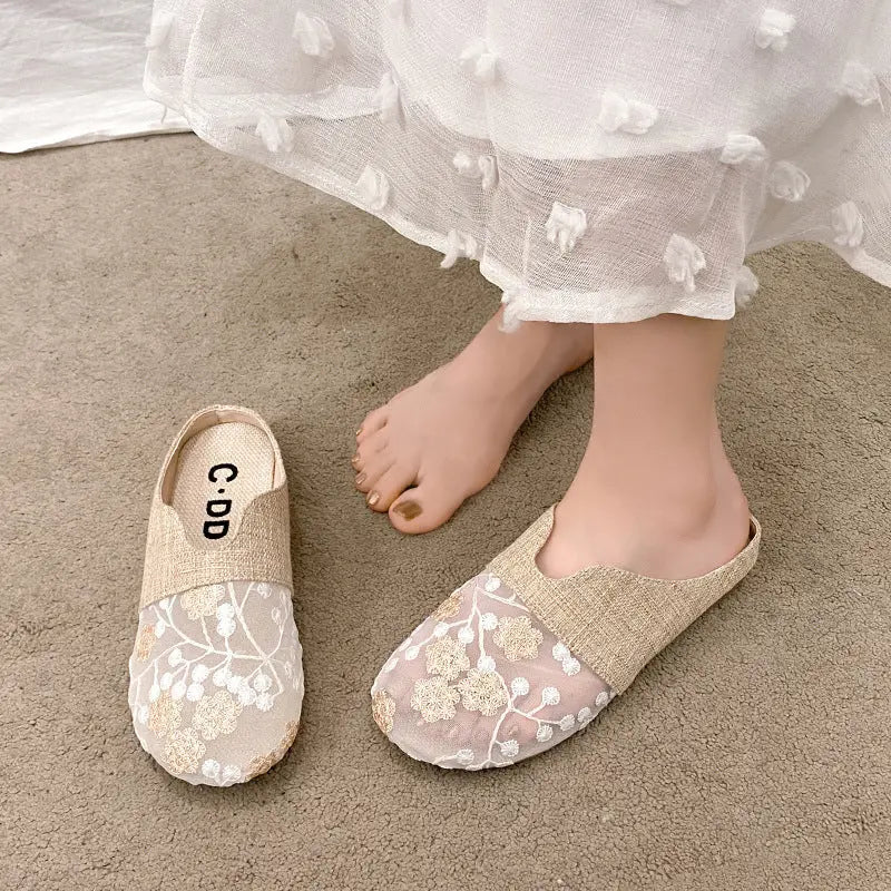 Low Heel Flat Slip-on Lofter Hollow Sandals Angel Wishes