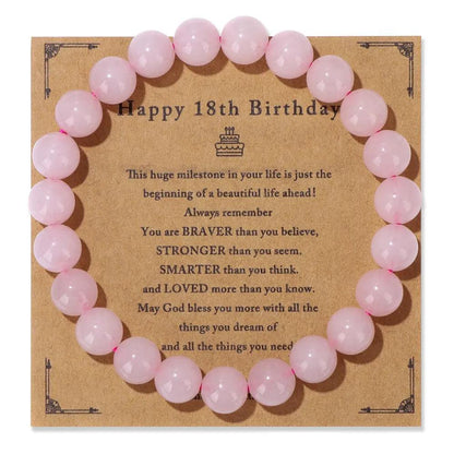 Birthday Card Unisex Natural Stone Bracelet Elastic String Bracelet Angel Wishes