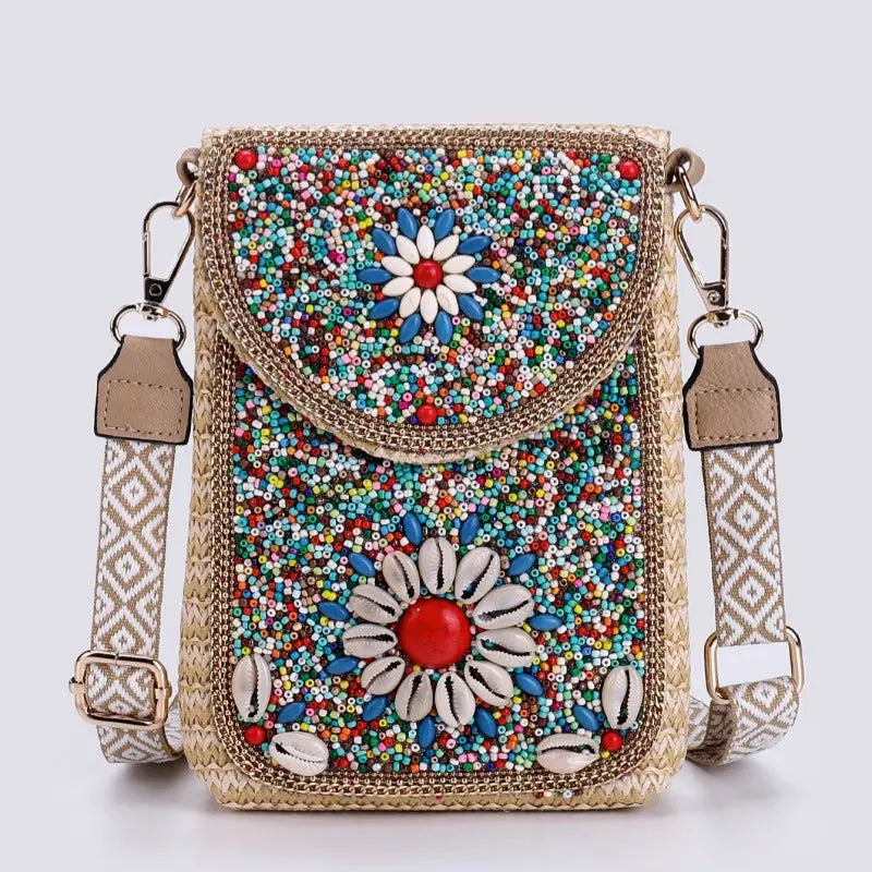 Rice Bead Woven Women's Shoulder Bag Angel Wishes