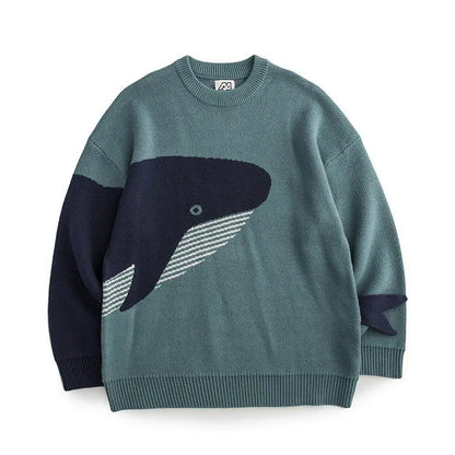 Autumn And Winter New Whale Jacquard Knitted Sweater For Men Angel Wishes