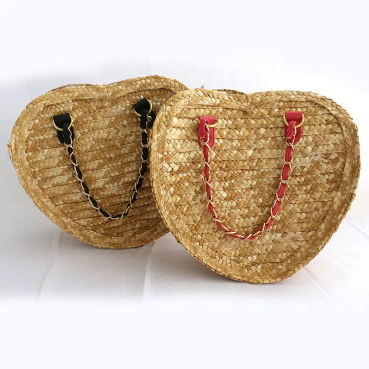 Simple And Fashionable One-shoulder Diagonal Bag Beach Vacation Straw Angel Wishes