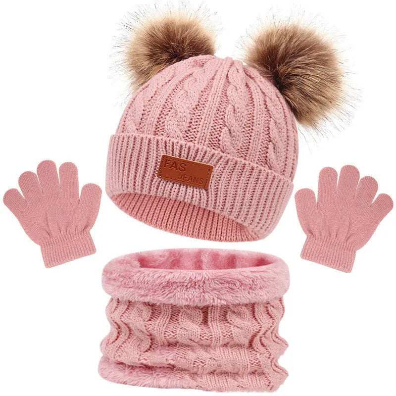 Children's Hat Scarf Gloves Three-piece Set Angel Wishes