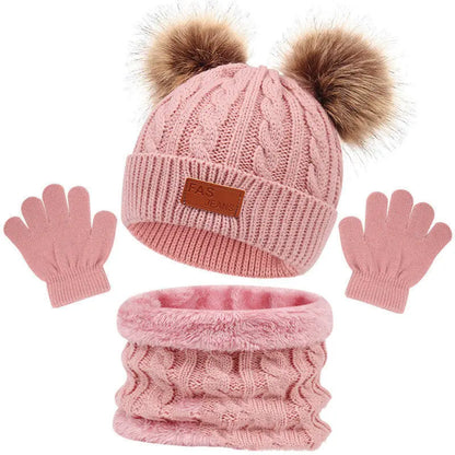 Children's Hat Scarf Gloves Three-piece Set Angel Wishes