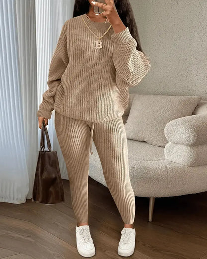 Women's Fashionable Knitted Wool Trousers Suit Angel Wishes