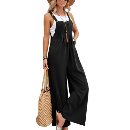 Women Long Bib Pants Overalls Casual Loose Rompers Jumpsuits With Pockets Angel Wishes