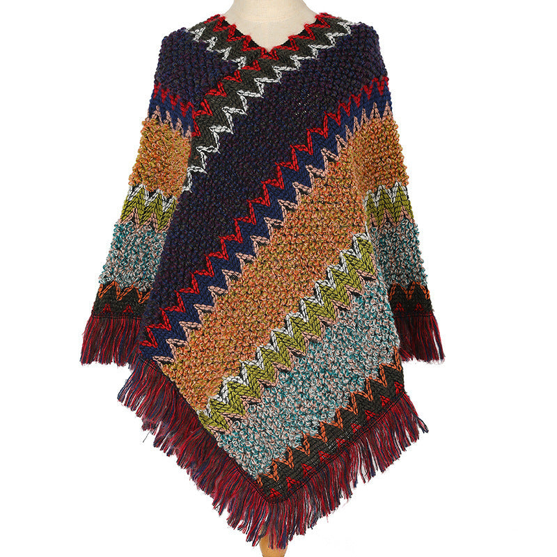 Colorful Ethnic Style Pullover Cloak Women Angel Wishes