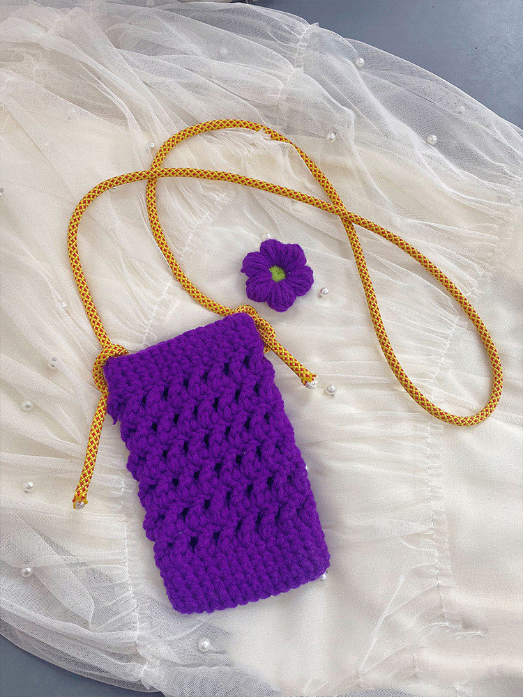 Knitted Woolen Crossbody Mobile Phone Bag Handmade Angel Wishes