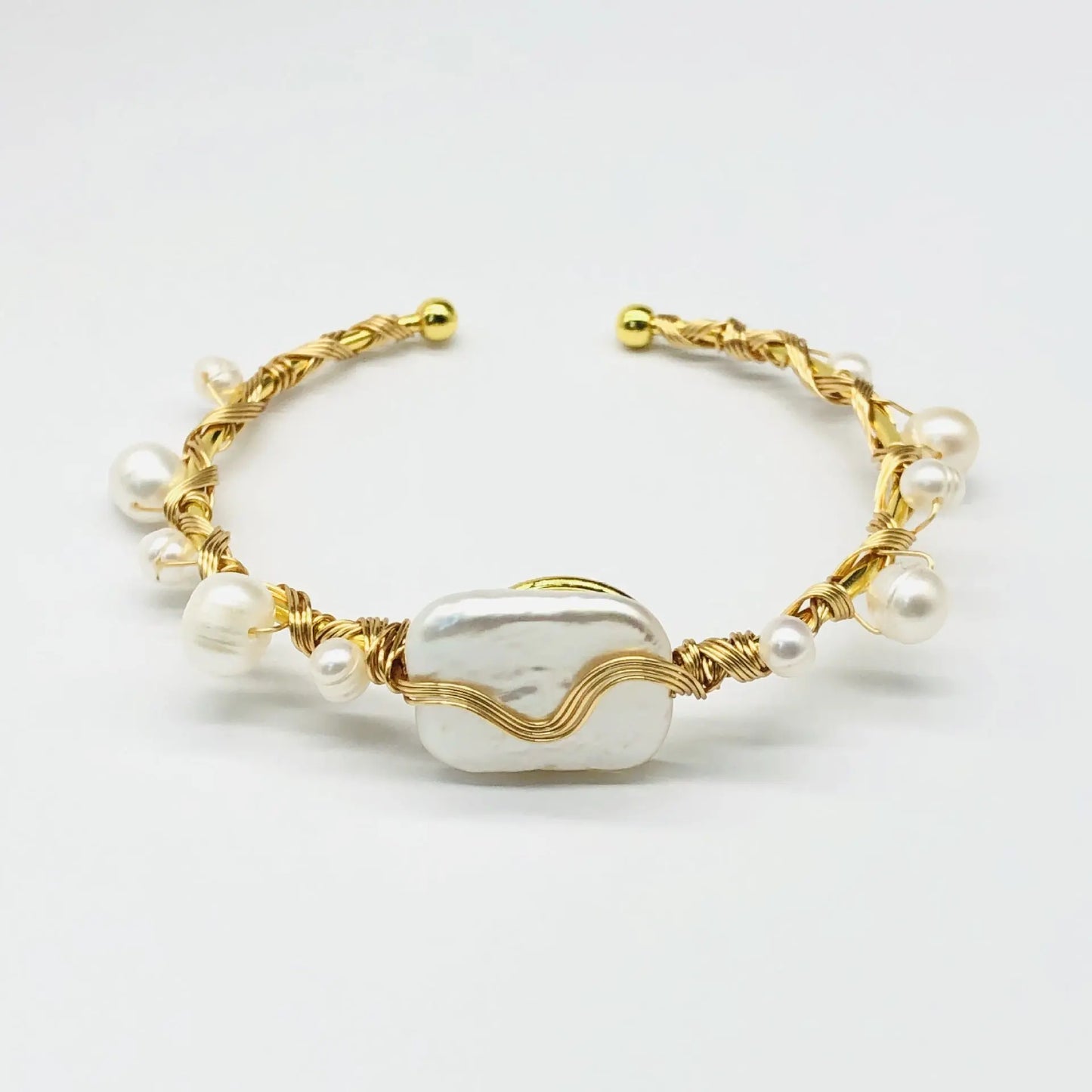 Natural Freshwater Pearl Handmade Wire-wrapped Bracelet Angel Wishes