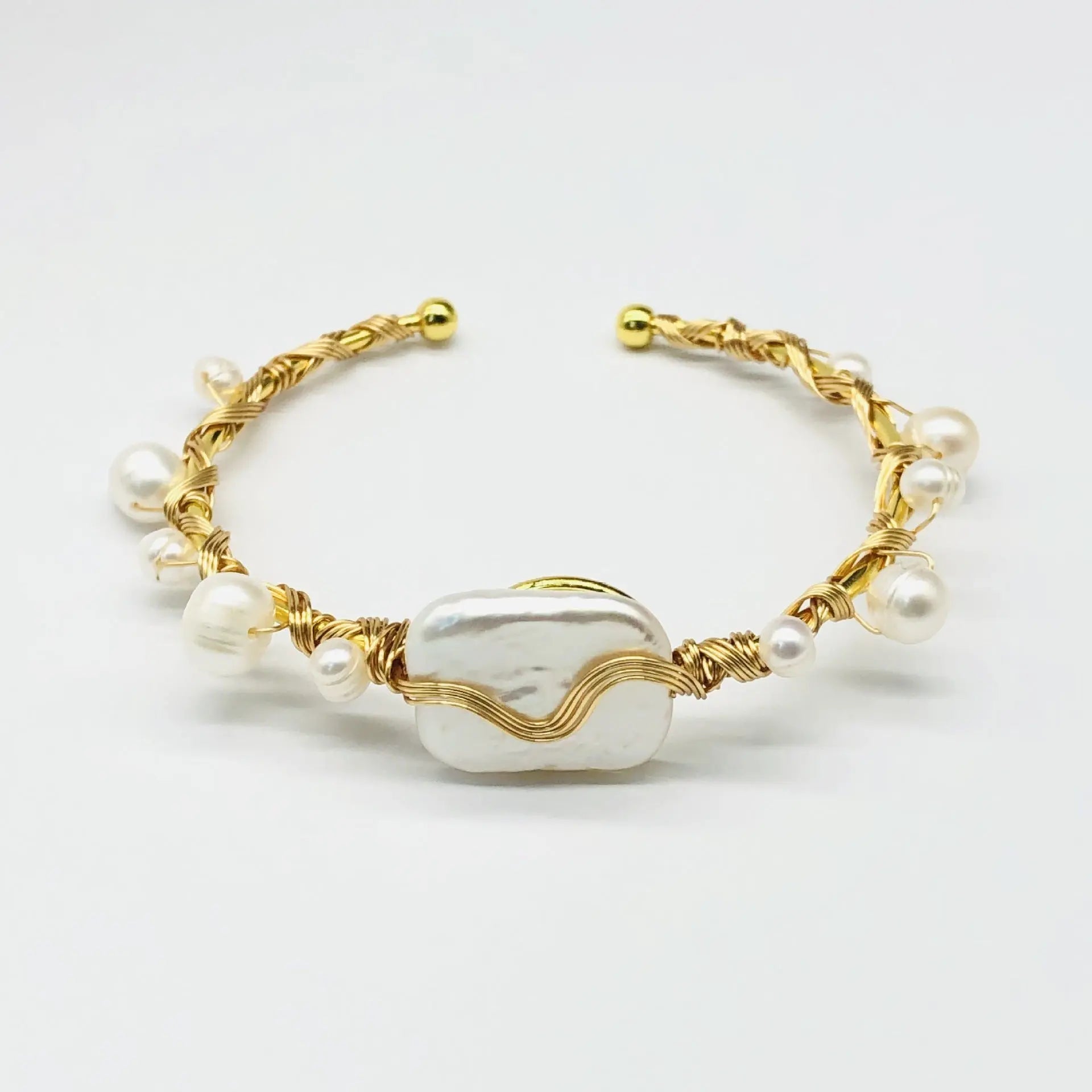 Natural Freshwater Pearl Handmade Wire-wrapped Bracelet Angel Wishes