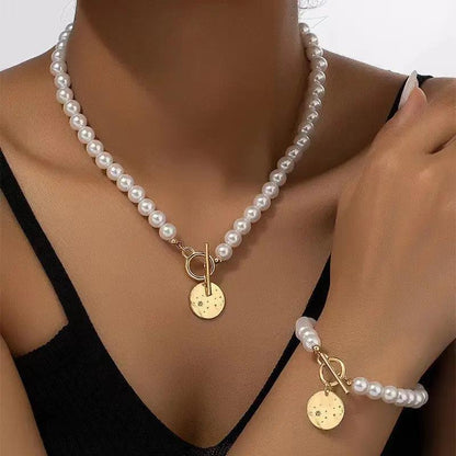 Pearls Bracelet And Necklace Set Angel Wishes