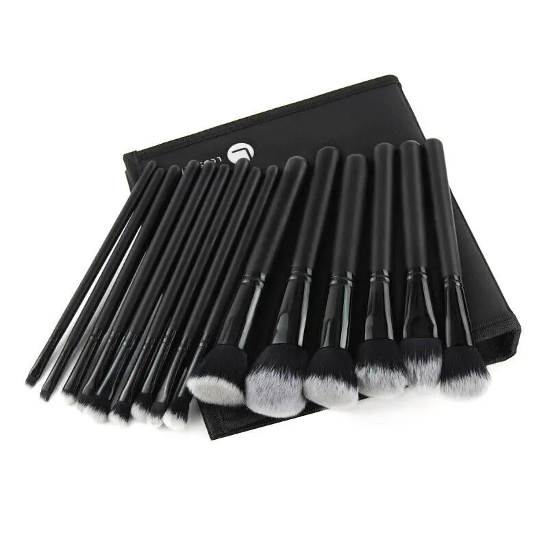 15Pcs Black Make Up Brushes Woman Set With Bag Foundation Eyeliner Eyeshadow Angel Wishes