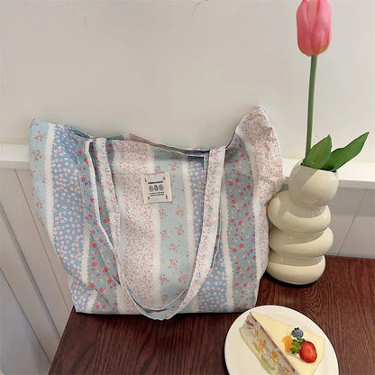 Tote Large Capacity Fashion Floral Canvas Shoulder Bag Angel Wishes