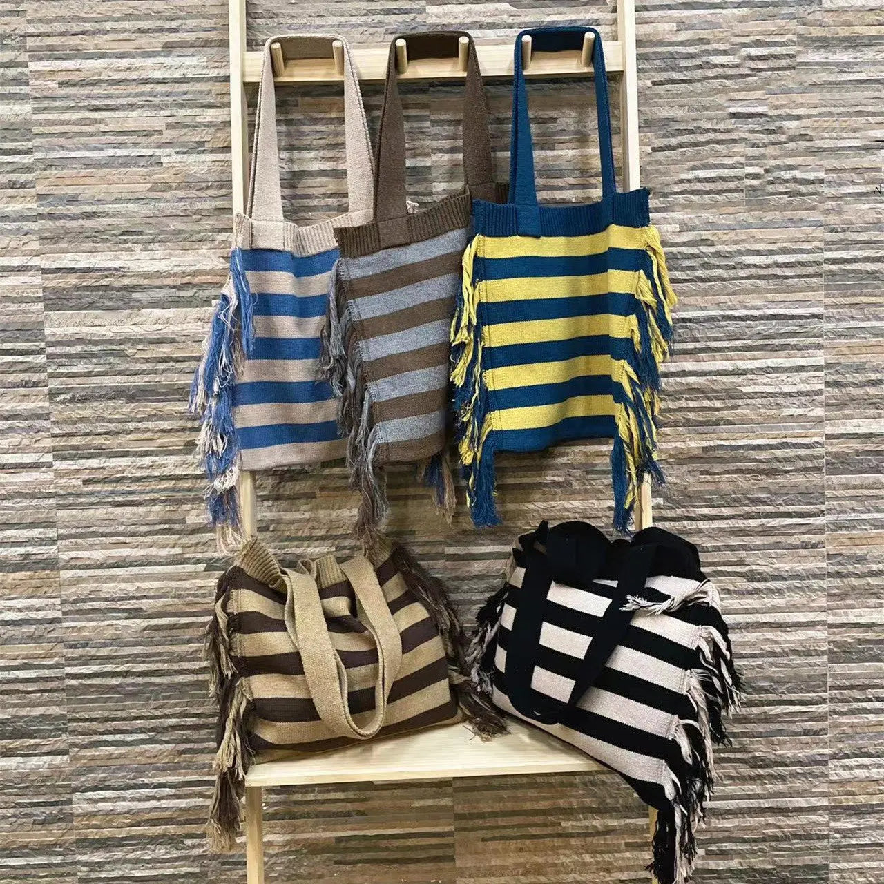 Women's Knitting Bag Collision Color Single Interval Angel Wishes