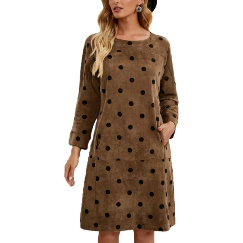 Women's Polka Dot Printed Pocket Dress Angel Wishes