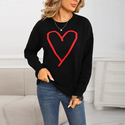 Women's Pullover Heart Knitted Sweater Top Angel Wishes
