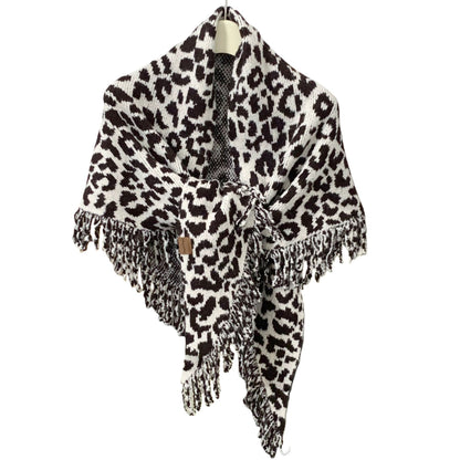 Warm And Stylish Leopard Fringe Scarf Shawl Two-in-one