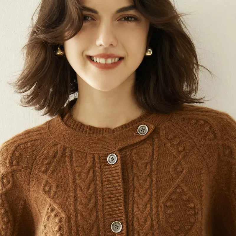 Cashmere Thick Knit Cardigan Sweater For Women Angel Wishes