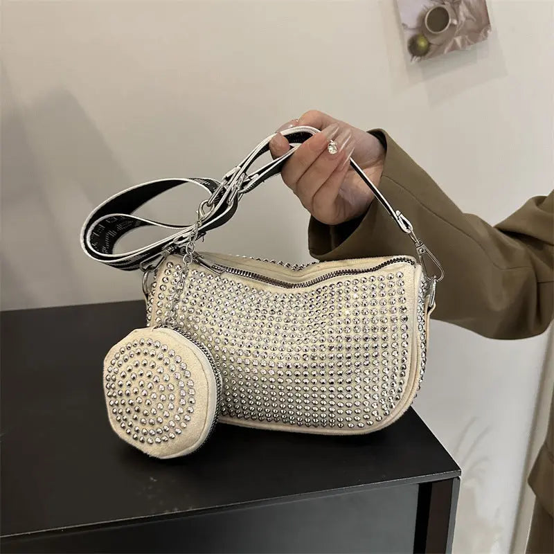 Rhinestone Shoulder Bag With Small Purse Fashion Party Underarm Crossbody Bag For Women Luxury Designer Bags Angel Wishes