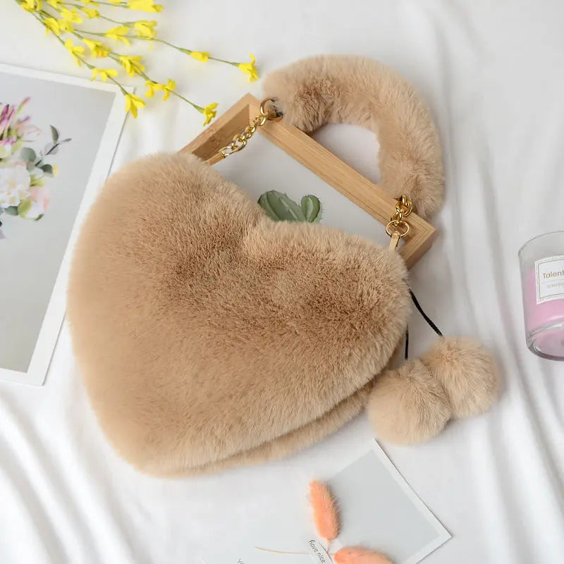 Heart-shaped Plush Handbag Angel Wishes