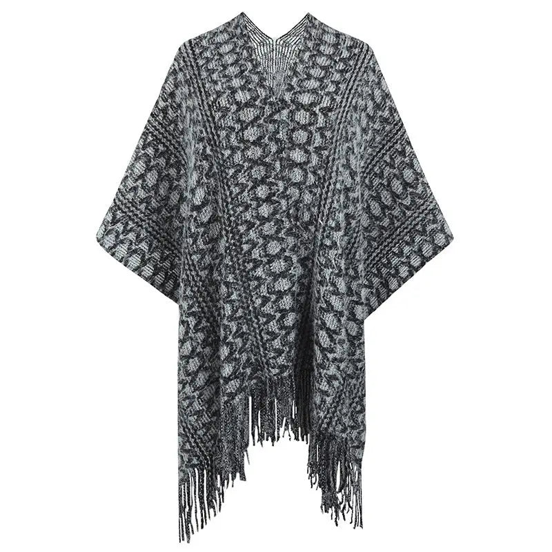 Polyester Yarn Crocheted Hollow Knitted Tassel Cape And Shawl Sweater Women's Cardigan Angel Wishes