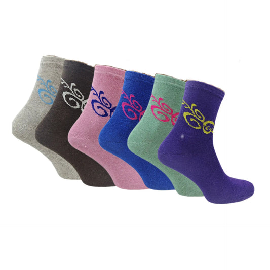 Womens Colourful Patterned Tattoo Socks Pack Of 6 12 24 Pairs Angel Wishes
