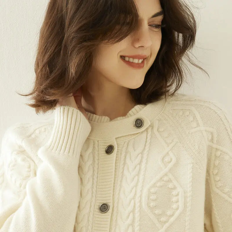 Cashmere Thick Knit Cardigan Sweater For Women Angel Wishes