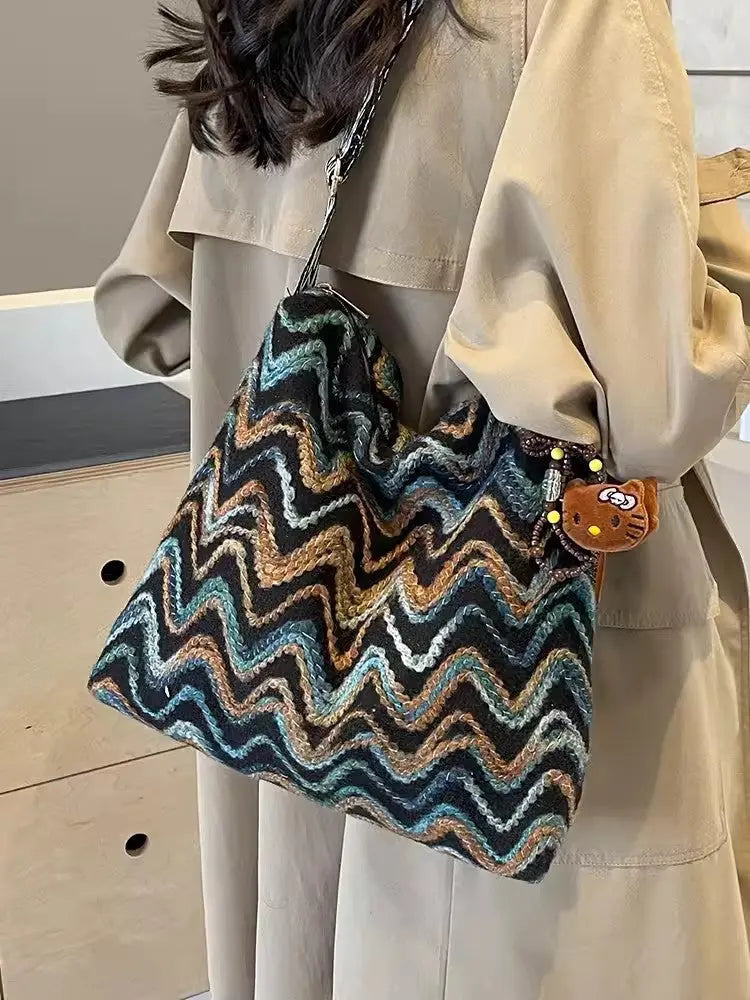 Womens Casual Ethnic-Style Embroidered Crossbody Shoulder Bag Angel Wishes