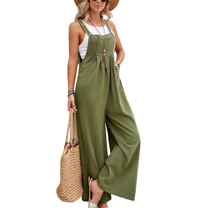 Women Long Bib Pants Overalls Casual Loose Rompers Jumpsuits With Pockets Angel Wishes