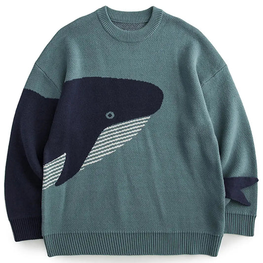 Autumn And Winter New Whale Jacquard Knitted Sweater For Men Angel Wishes