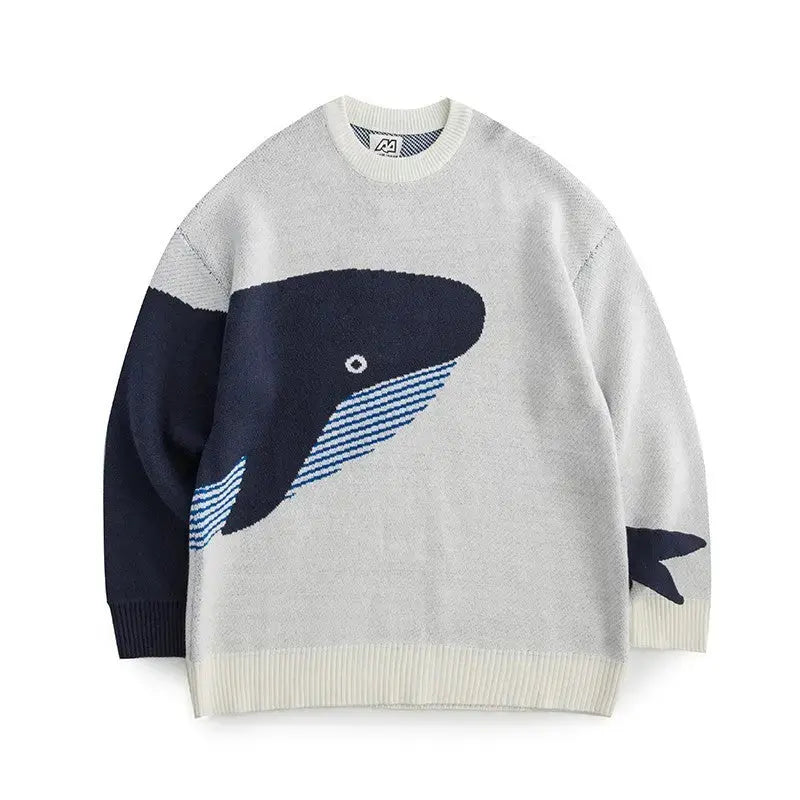 Autumn And Winter New Whale Jacquard Knitted Sweater For Men Angel Wishes