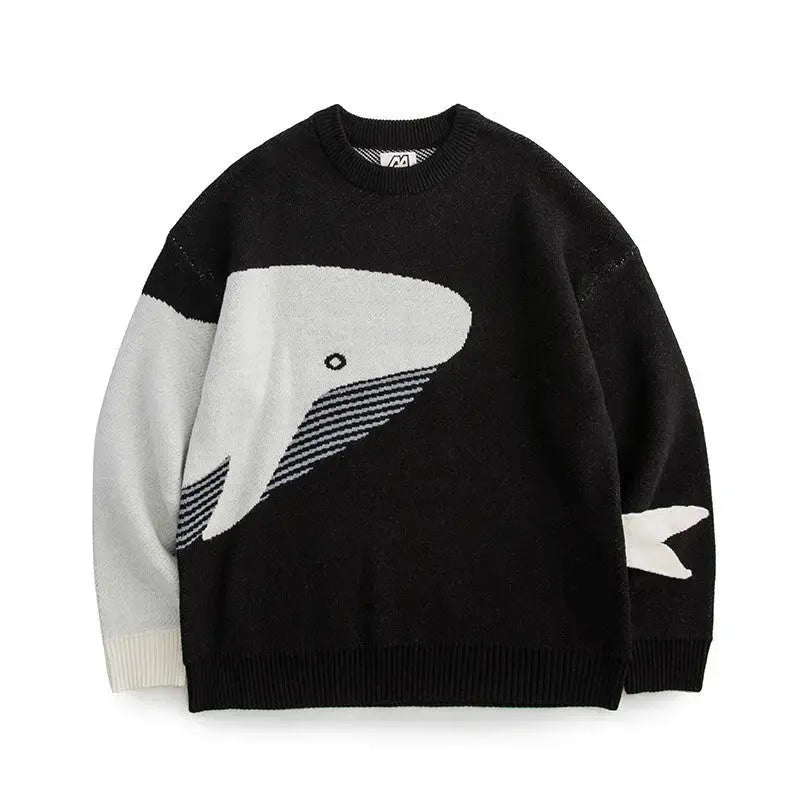 Autumn And Winter New Whale Jacquard Knitted Sweater For Men Angel Wishes