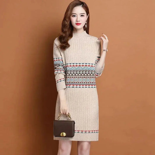 Thermal Head Cover Half Turtleneck Mid-length Bottoming Sweater Women's Woolen Skirt Angel Wishes