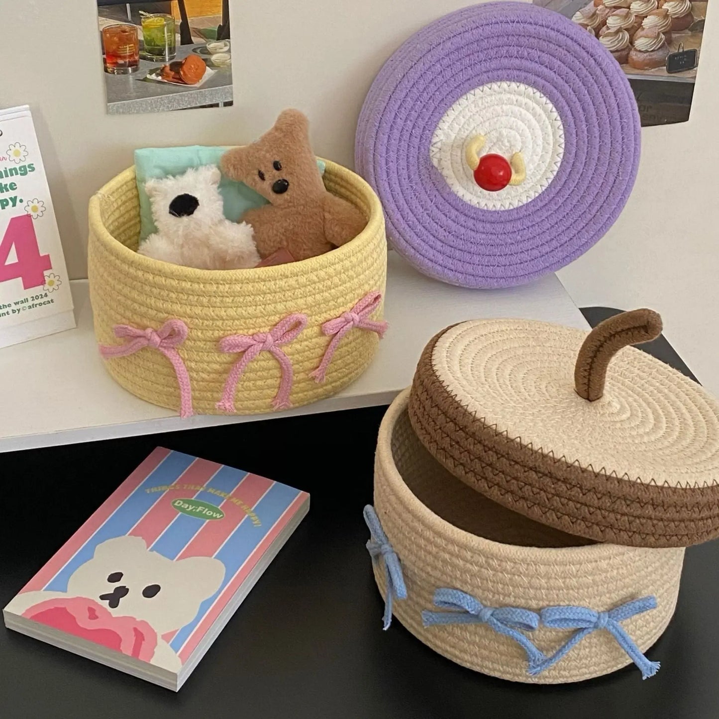Cute Cotton Thread Woven Storage Basket Angel Wishes