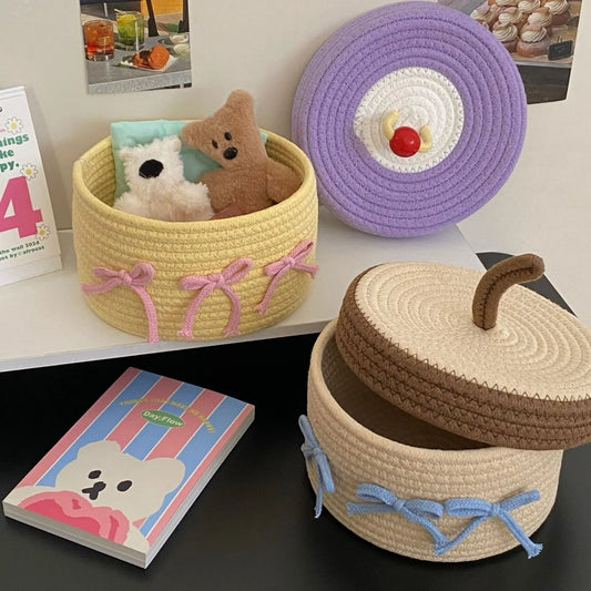 Cute Cotton Thread Woven Storage Basket Angel Wishes