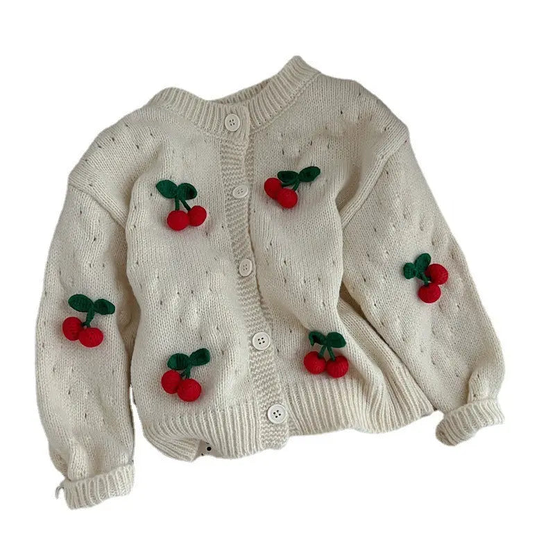 Korean Style Casual Small Flower Sweater Baby Girl Fashionable Knitted Cardigan Angel Wishes