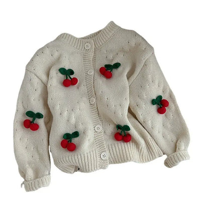 Korean Style Casual Small Flower Sweater Baby Girl Fashionable Knitted Cardigan Angel Wishes