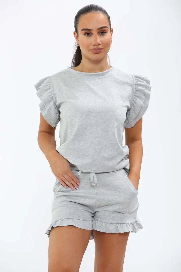 Ladies Top And Short 2 Piece Tracksuit Set Angel Wishes