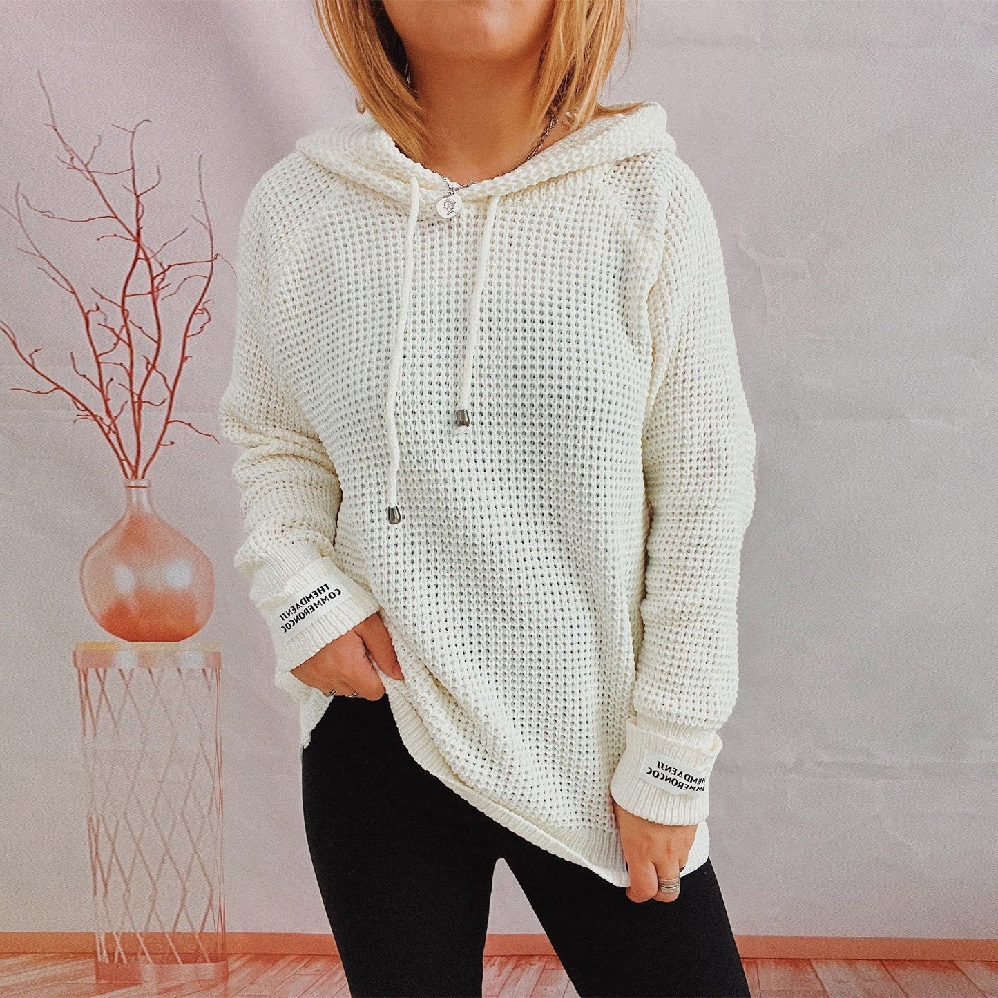 Hooded Knit Sweater Angel Wishes