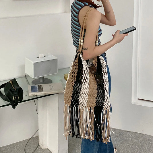 Hand-woven Single Shoulder Large Capacity Beach Resort National Romantic Angel Wishes