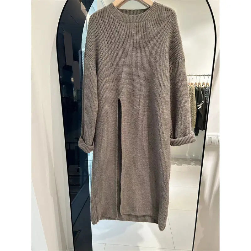 Lazy Wind Mid-length Inner Wear Loose Slimming Solid Color Sweater Long Dress Angel Wishes