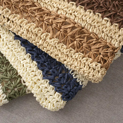 Fashionable Woven Stripe Straw Bag - Angel Wishes