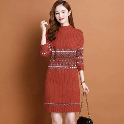 Thermal Head Cover Half Turtleneck Mid-length Bottoming Sweater Women's Woolen Skirt Angel Wishes