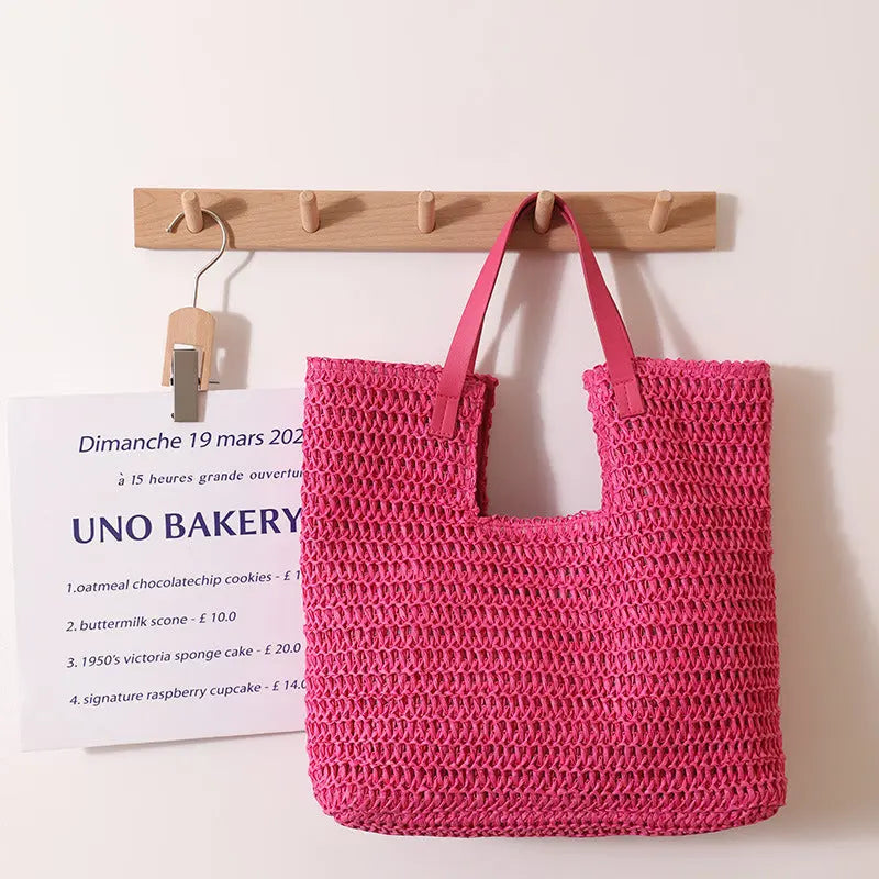 New One-shoulder Straw Simple Large Capacity Beach Bag Angel Wishes