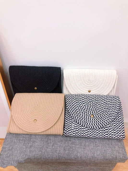 Women's Summer Straw Woven Cotton Thread Bag Angel Wishes