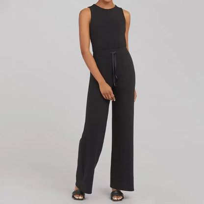 Solid Color Jumpsuit Sleeveless Tops Tie Elastic Pants Romper Angel Wishes