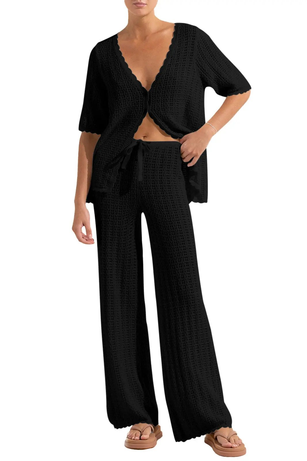 Knitted High Waist Trousers And Sweater Angel Wishes